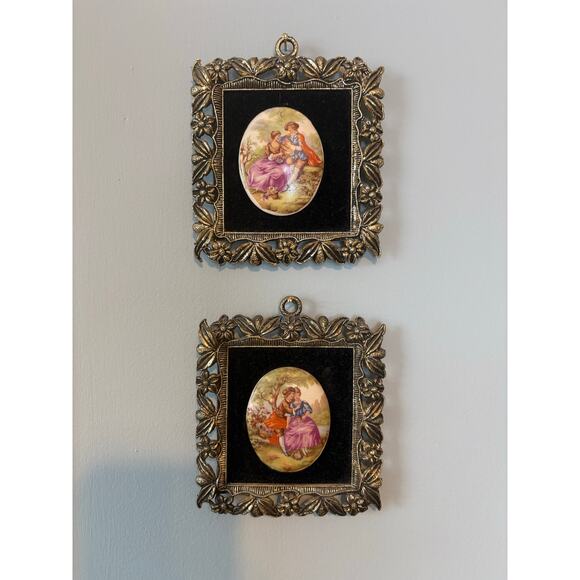 Other | Vintage Framed French Rococo Style Porcelain Plaques Courting ...